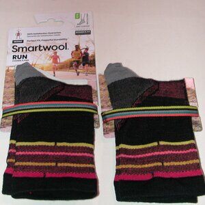 2 Pairs of SmartWool Run Zero Cushion Mid Crew Socks Women's Medium NWT Black